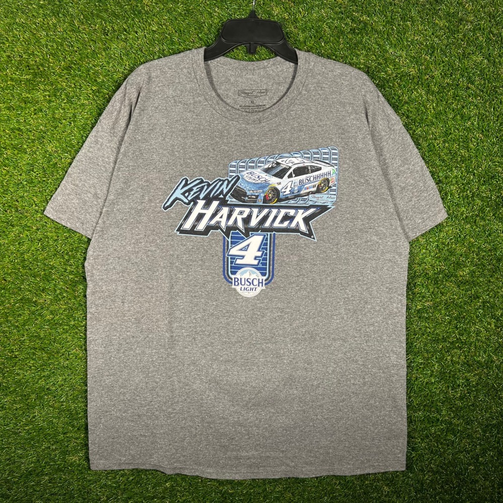 NASCAR Kevin Harvick Stewart-Haas Racing‎ Busch Light Gray T-Shirt Mens XL